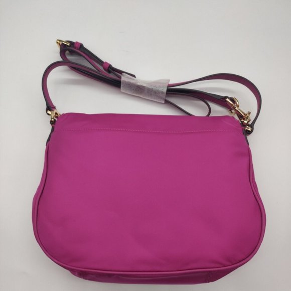 MICHAEL Kors Shoulder Satchel Handbag Purse Convertible Fuscia Gold - Picture 2 of 8